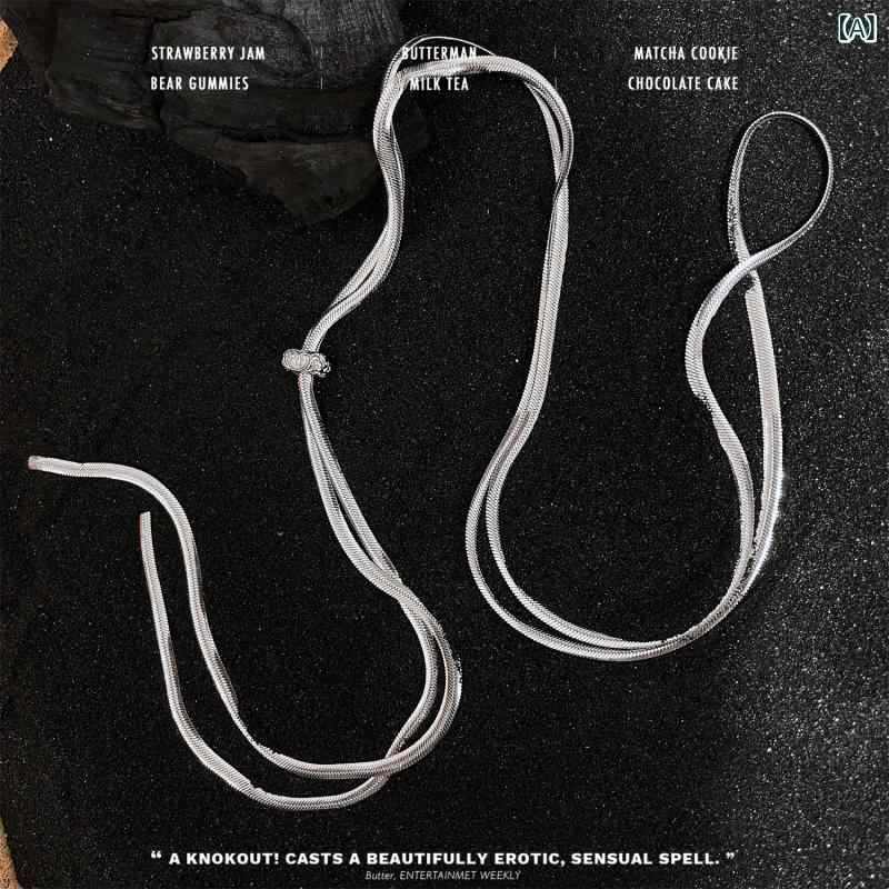 ネックレス レディース 唐草 蛇骨 ヘリンボーン スライド式 ロングネックレス 調整可能 デザイン 個性..