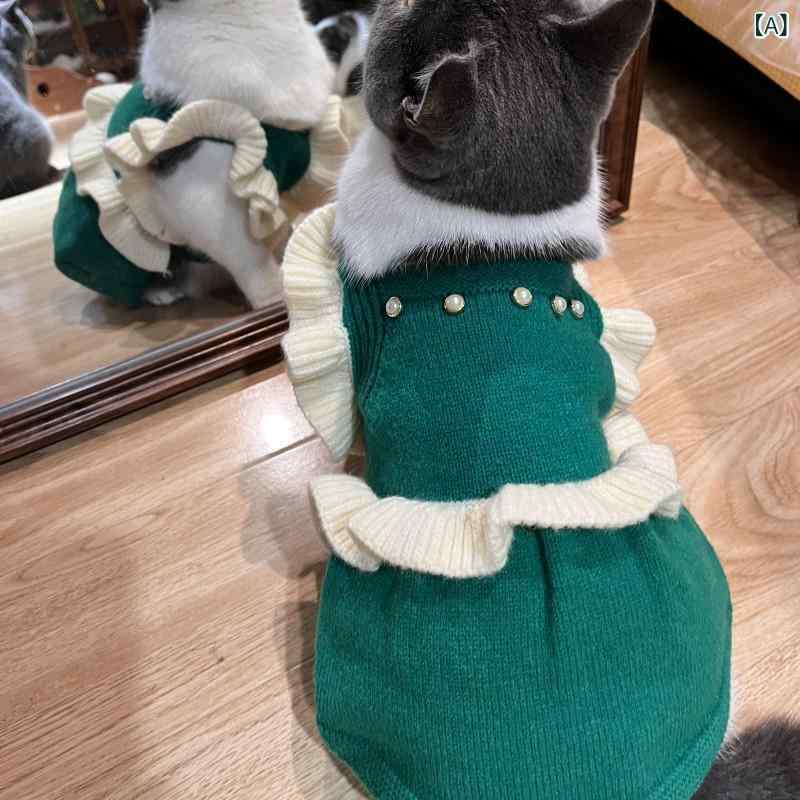 ペット服 猫 ネコ 小型犬 中型犬 ビションフリーゼ用 クリスマス 秋冬 プリンセスドレス 姫系ワンピー..