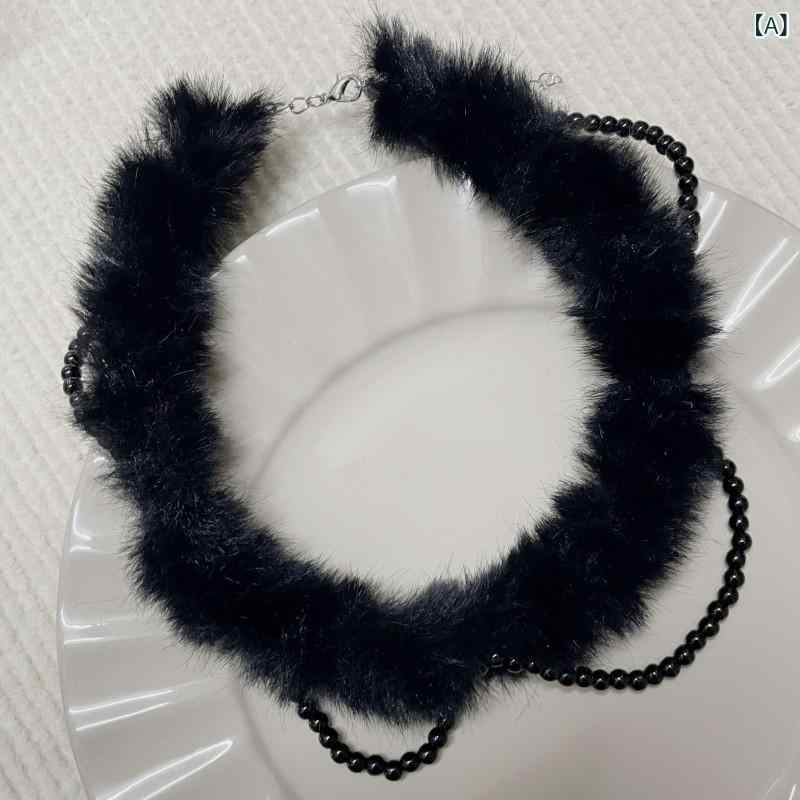 ネックレス レディース ブラック パール ベルベット 二重 鎖骨チェーン エレガント 上品 かわいい ガーリー ファッション トレンド 幾何学モチーフ 電気メッキ 通勤 オフィス 秋冬