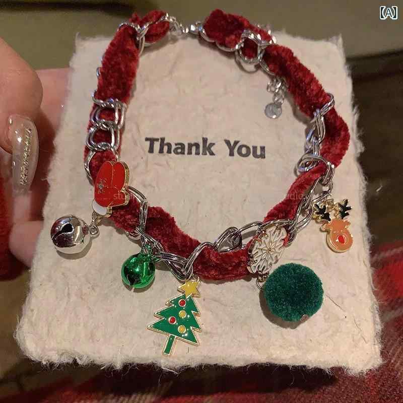 ネックレス レディース クリスマス レッド ファー もこもこ ベル クリスマスツリー トナカイ 雪 スノーフレーク チョーカー 鎖骨チェーン ショートネックレス 秋冬 パーティー イベント かわいい アクセサリー ギフト