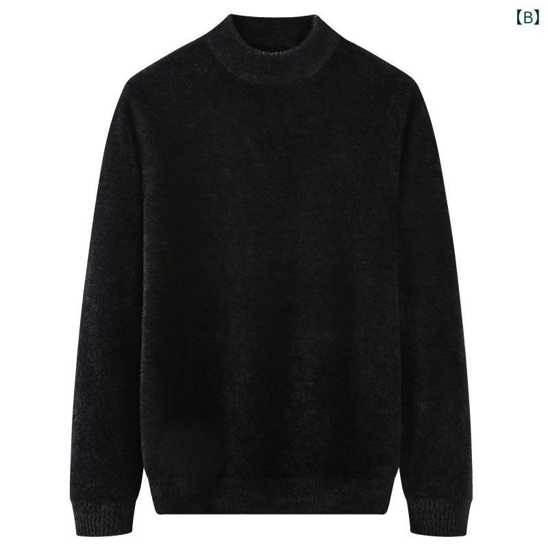 樂天商城 - ニット メンズ ミンクタッチ ハイネック 裏起毛 厚手 ゆったり 大きいサイズ トップス カジュアル 暖かい 秋冬 防寒 ナイロン素材