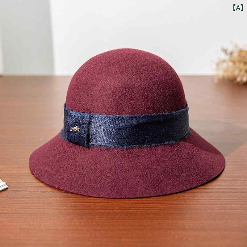 帽子 レディース ヘプバーン調 フレンチレトロ エレガント ウール フェルト クロッシュハット バケット..