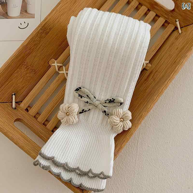 レギンス 女の子 キッズ ガールズ 春夏秋 薄手 綿 コットン フリル レース リボン 小花柄 九分丈 クロ..