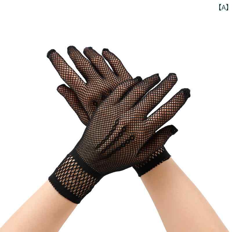 手袋 レディース 花嫁 ウェディング 結婚式 披露宴 パーティー レース フィッシュネット フルフィンガ..