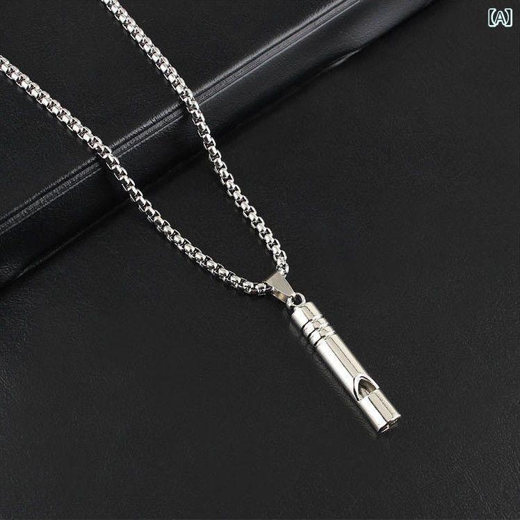 ネックレス レディース 吹ける ホイッスル 笛 ヒップホップ ペンダント チャーム クール シンプル モー..