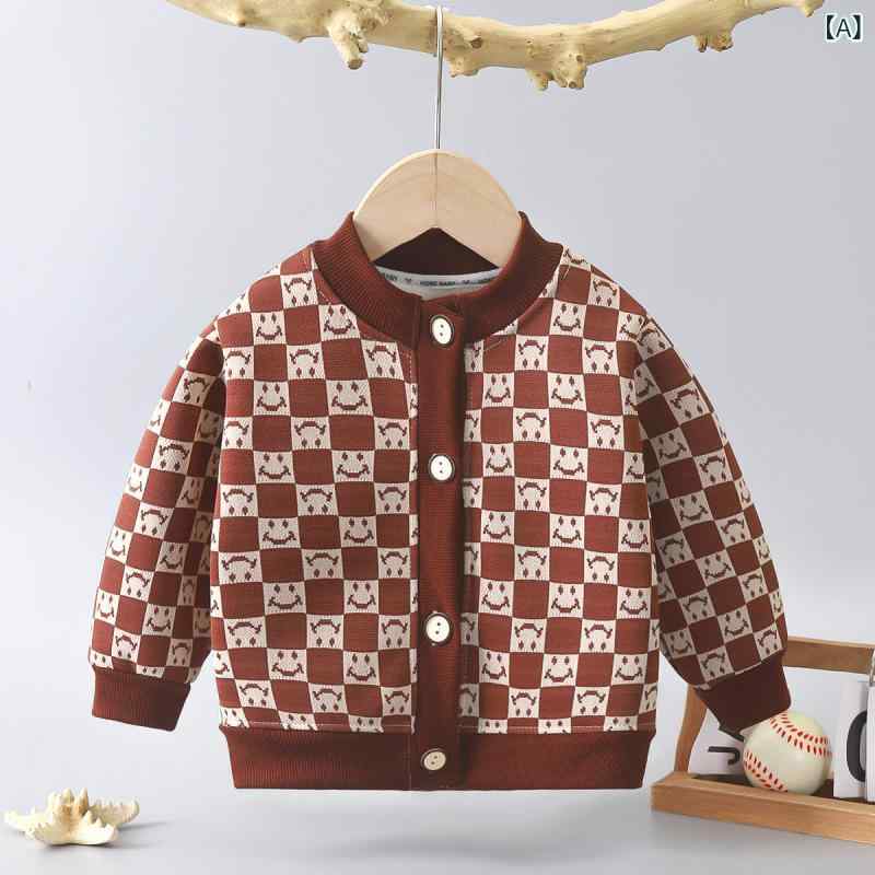 ニットカーディガン キッズ ベビー 男女兼用 秋冬 裏起毛 ハイネック 前開き ボタン留め やわらか素材 ..