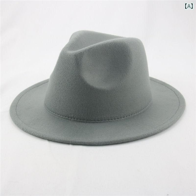 ハット レディース メンズ ユニセックス 秋冬 フェルト フェドラ 帽子 ワイドブリム 平つば コットン ..