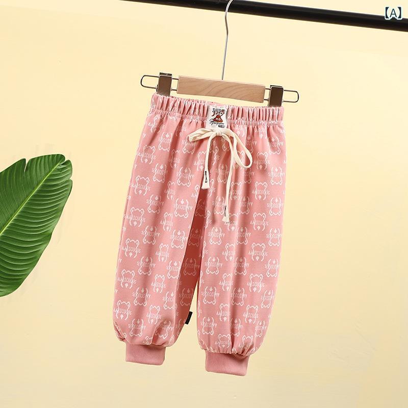 Long-Trousers, Trousers - スウェットパンツ キッズ 男の子 女の子 ベビー 1-6歳児 春秋 ニット ストレッチ ロング丈 カジュアル スポーツ 普段使い 通園通学 部屋着 ウエストゴム キャラクター アニマル くま 英字ロゴ やわらか素材 ボトムス