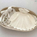 ニット 女児 ベビー 幼児 春秋 フリル 透かし編み 長袖 ドールブラウス 無地 ラウンドネック 綿 アプリコット ベージュ系 かわいい 普段使い お出かけ着 ...