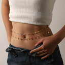 ウエストチェーン レディース レトロ ダブル重ね付け フェイククリスタル カラフル ビーチ ギャル系 セクシー 欧米風 メタル ゴールド 蝶 フリンジ パンク