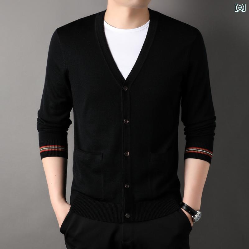 ・カテゴリ: セーター・タイプ: カーディガン・スタイル: カジュアル・主な素材: 羊毛100%・ネックライン: Vネック・袖丈: 長袖・袖タイプ: レギュラー・厚さ: 普通・着丈: ミドル丈 (65cm～80cm)・フィット: スリム・機...