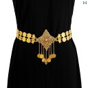 ウエストチェーン レディース 中東風 エスニック おしゃれ ファッション ひし形 合金 透かし彫り カットアウト ジルコニア コインフリンジ タッセル メタルベ...