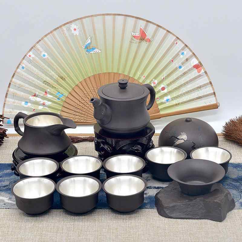 楽天naruki茶器 純銀999 紫砂 断熱 内部象嵌 急須 茶碗 湯呑み ティーセット 6人用 高級感 エレガント レトロ 携帯用 ギフト 贈答品 来客用 ビジネス