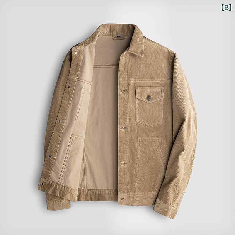 ジャケット メンズ 秋冬 アメカジ レトロ ワーク 大人カジュアル ゆったり オーバーサイズ コーデュロイ 綿素材 普段使い 多ポケット ボタン留め コーヒー カーキ