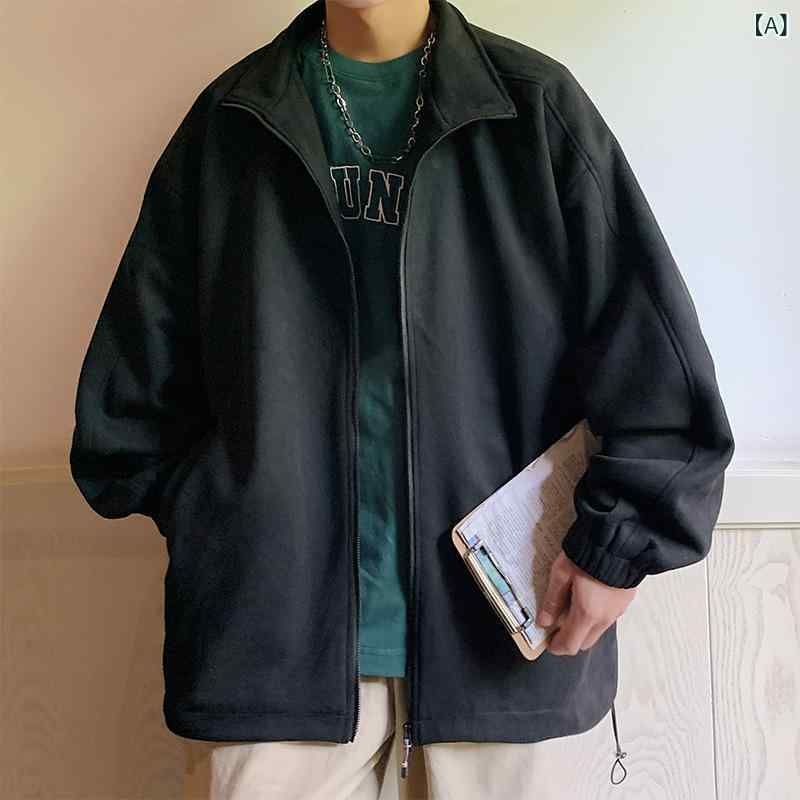 ジャケット メンズ 男性用 春秋 フェイクスエード 防風 ゆったり ルーズフィット ビッグシルエット ジップアップ 韓国ファッション カジュアル アウター ブルゾン narukimar-10869736 naruki パッケージ画像