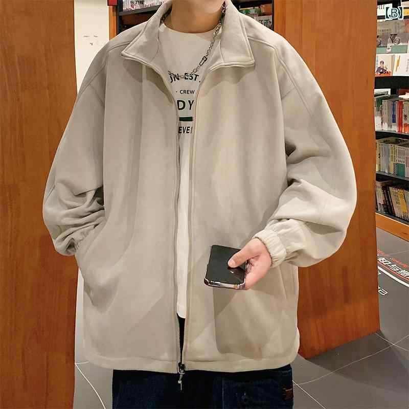 ジャケット メンズ 男性用 春秋 フェイクスエード 防風 ゆったり ルーズフィット ビッグシルエット ジップアップ 韓国ファッション カジュアル アウター ブルゾン narukimar-10869736 naruki サンプル画像2