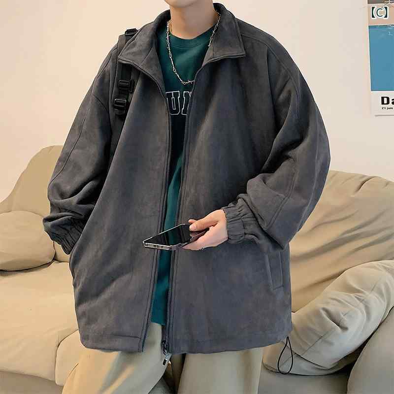 ジャケット メンズ 男性用 春秋 フェイクスエード 防風 ゆったり ルーズフィット ビッグシルエット ジップアップ 韓国ファッション カジュアル アウター ブルゾン narukimar-10869736 naruki サンプル画像3