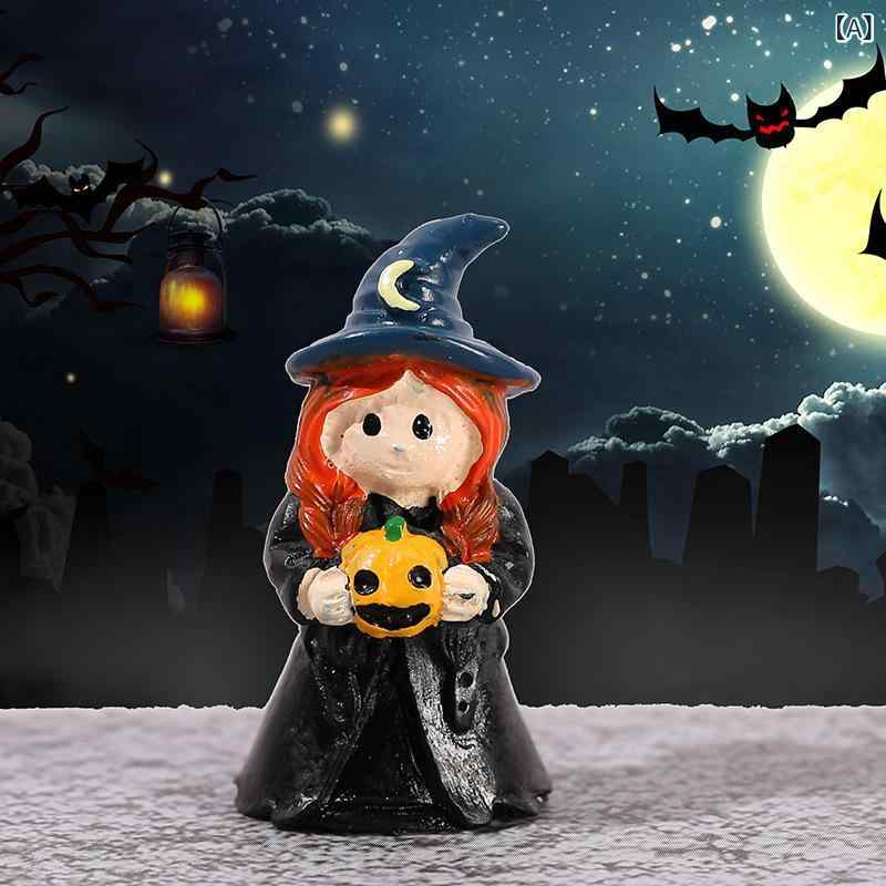 置物 ハロウィン 樹脂 ミニチュア 飾り DIY スノードーム パーツ ジオラマ テラリウム 魔法 カボチャ ..