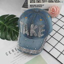 キャップ レディース ラインストーン デニム ウォッシュ加工 ベースボールキャップ 日よけ UV対策 通気性 カジュアル アウトドア 普段使い(x2)