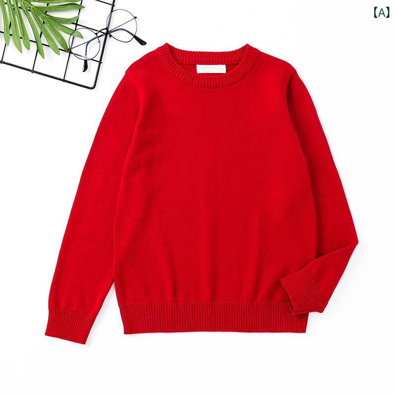 キッズ 男の子 女の子 男女兼用 韓国風 コットン 薄手 プルオーバー ニット セーター 無地 インナー 冷房対策 丸首 長袖 普段使い 部屋着 通学 かわいい 肌触り 柔らか(x2)
