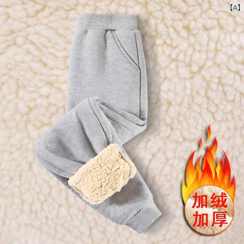 パンツ キッズ 男の子 女の子 男女兼用 ボア 裏起毛 厚手 あったか スウェット 長ズボン 無地 冬物 カ..