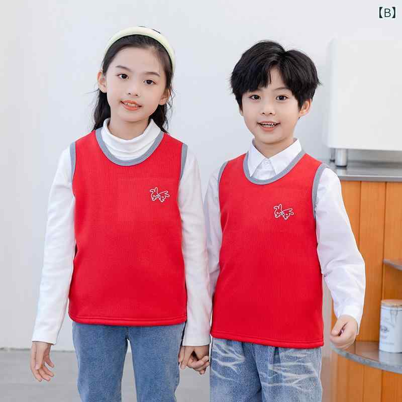 ベスト キッズ 男の子 女の子 子供服 裏ボア フリース 厚手 やわらか あったか 保温 防寒 カジュアル プルオーバー トップス 通園 通学 秋冬