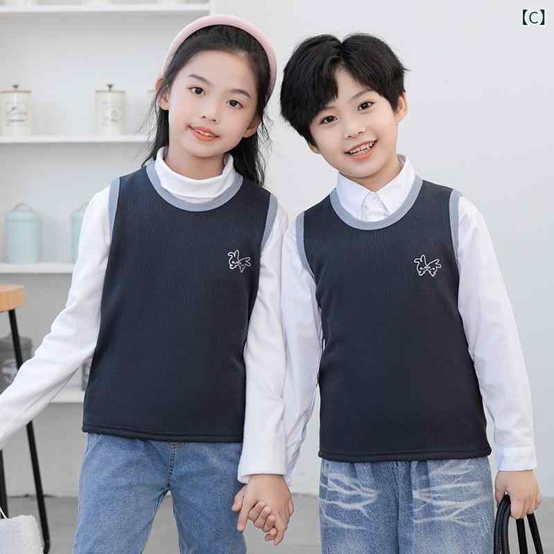 ベスト キッズ 男の子 女の子 子供服 裏ボア フリース 厚手 やわらか あったか 保温 防寒 カジュアル プルオーバー トップス 通園 通学 秋冬