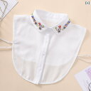 付け襟 レディース 秋冬 フェイクカラー 手作り ビーズ装飾 花柄 ポリエステル マルチカラー 民族風 セーター ブラウス ニット トップス 万能(x2)