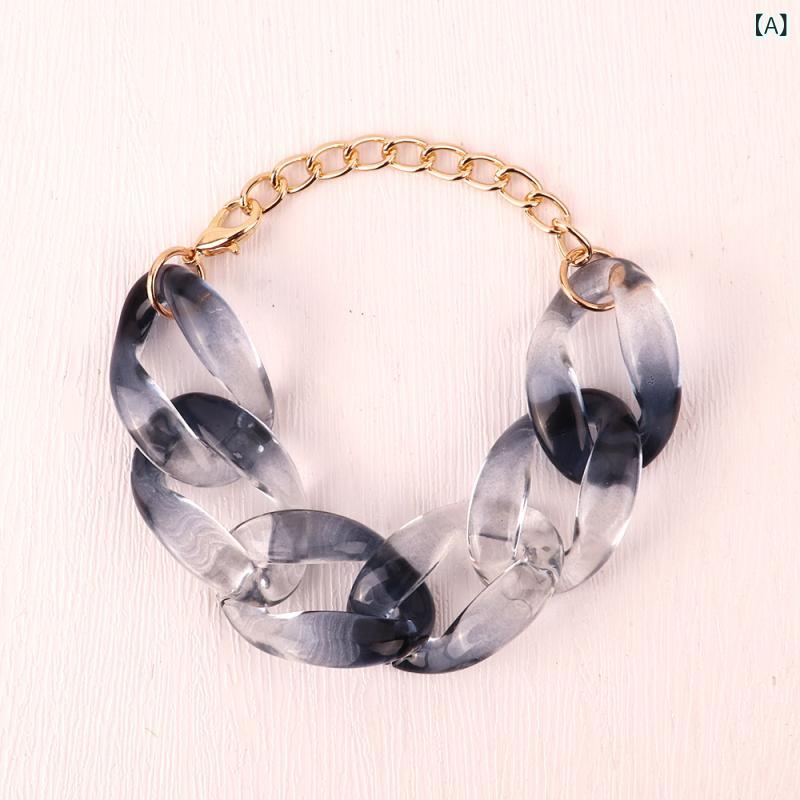 ブレスレット レディース 欧米風 ボヘミアン カラフル グラデーション アクリル チェーン レトロ 個性的 ユニーク 幾何学模様 普段使い デイリー 旅行 リゾート 華やか ファッション小物 春夏 サマー ミックスカラー