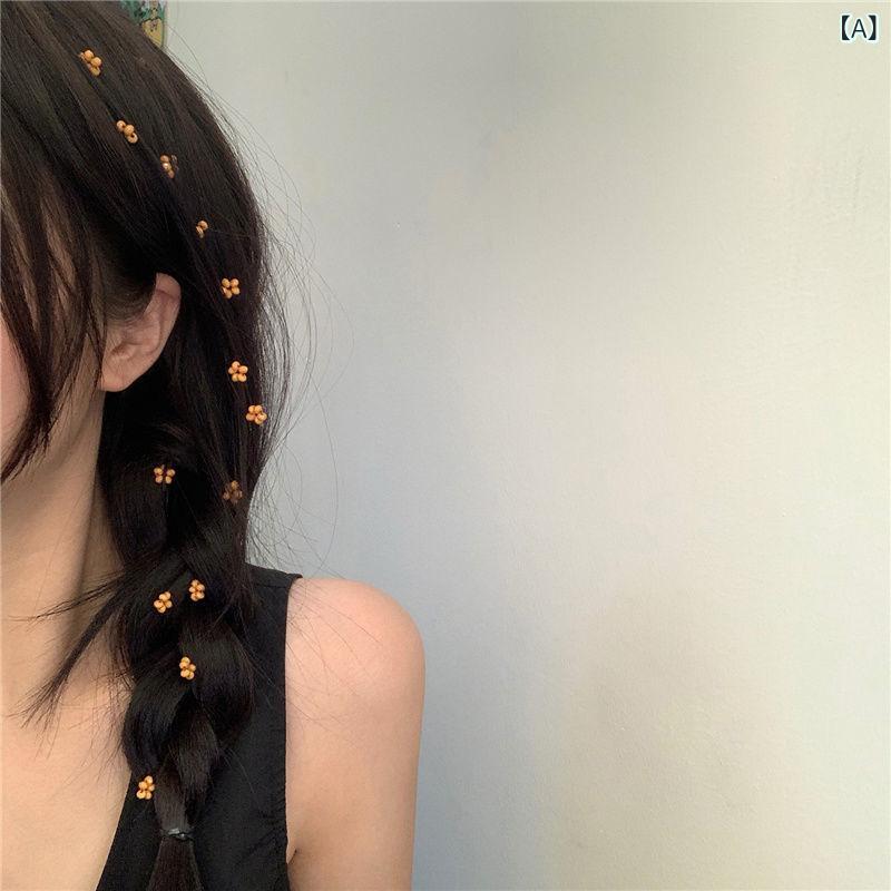 ヘアアクセサリー レディース かわいい 小花 フリンジ タッセル 編み込みチェーン ヘアクリップ サイドクリップ 髪飾り 髪留め ヘアアレンジツール 手作り 韓国風 デイリー おしゃれ 華やか 春夏
