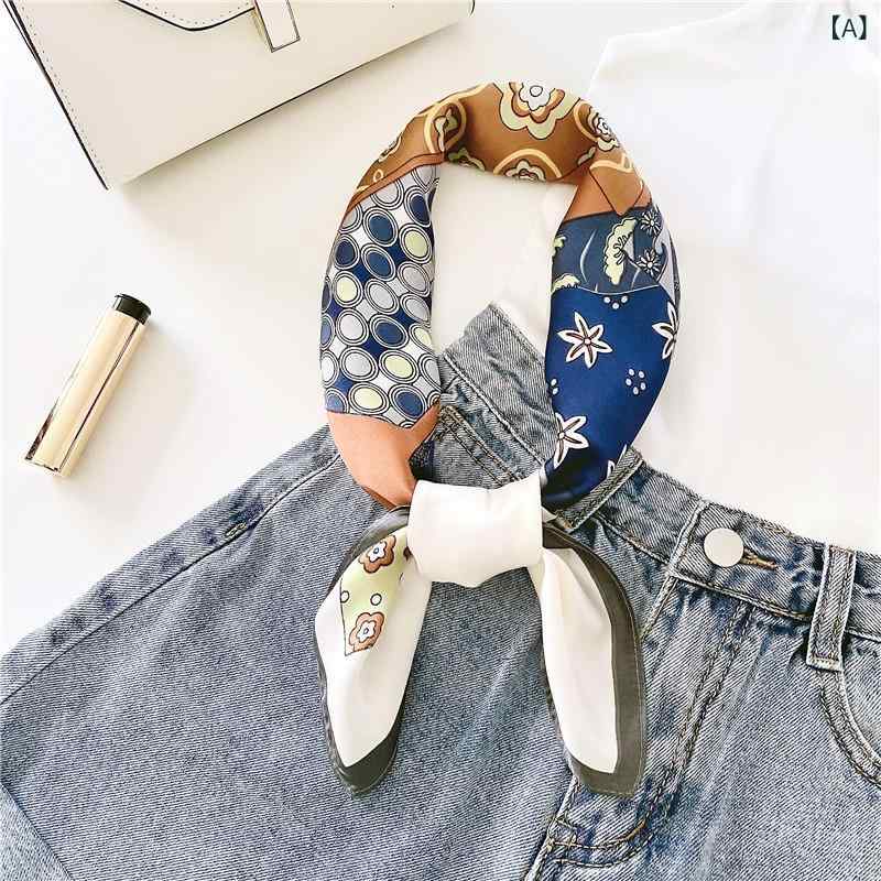 スカーフ レディース シフォン素材 小判 正方形 70cm角 プリント柄 オフィス ビジネス 通勤 お出かけ ..