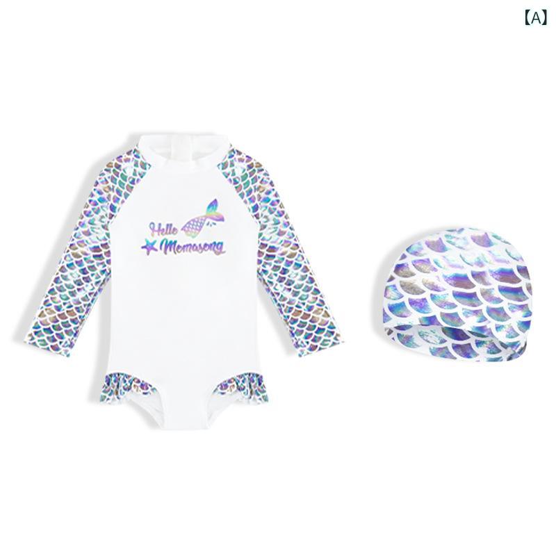 水着 女の子 キッズ ベビー 人魚 マーメイド フィッシュスケール 長袖 UVカット 紫外線対策 日焼け防止..
