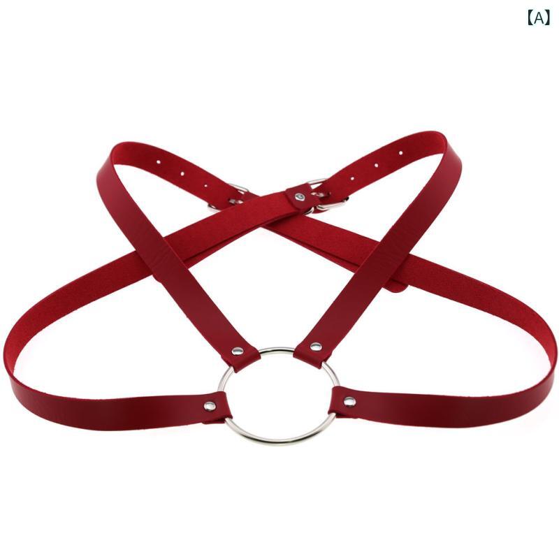 ボディハーネス メンズ レディース ユニセックス レザー 革製 Oリング チェーン付き セクシー 官能的 ..