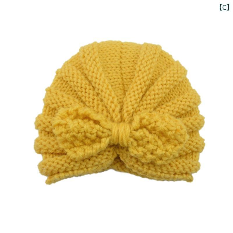 narukiのニット帽 ベビー 子供用 欧米風 リボン 蝶結び ターバン ヘッドラップ 毛糸 秋冬 防寒 保温 丸型 つばなし かわいい 普段使い お出かけ アイボリー ミントグリーン ピンク系｜アングル3