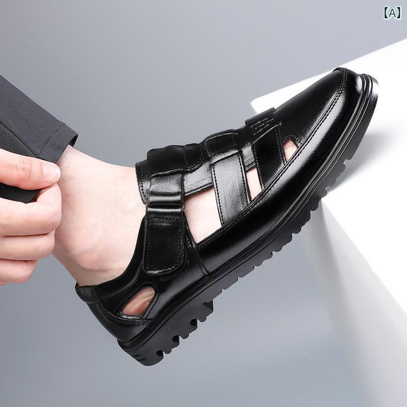 サンダル メンズ 男性用 本革 ビジネス カジュアル スリッポン クッション性 柔らかな履き心地 滑り止..