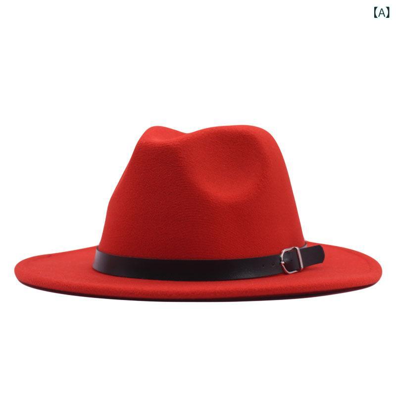 ジャズハット 男女兼用 ユニセックス 欧米風 ストリート レトロ 英国風 カジュアル つば広 フェドラハ..