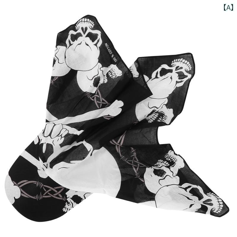 アウトドア スポーツ キャップ 男女兼用 バンダナ 日焼け防止 UVカット 防風 ドクロ柄 スカルプリント ..