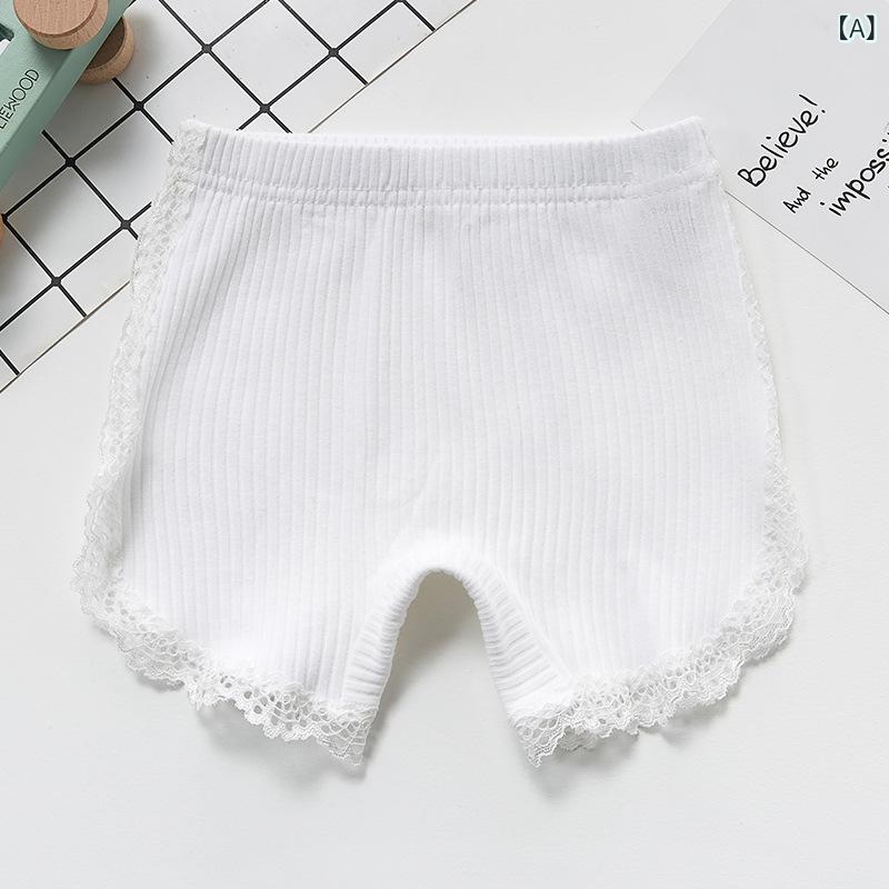 インナーパンツ 女の子 キッズ ベビー 春夏 透け防止 スパッツ レギンス 3分丈 綿 コットン レース リ..
