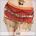 ベリーダンス レディース 女性用 ヒップスカーフ コイン飾り フリンジ ウェーブ ウエストスカーフ 練習着 レッスンウェア 発表会 ステージ衣装 インド舞踊 エ...