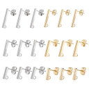 約36個 2色 3種サイズ 10/15/20mm ステンレス ピアスパーツ ループ付き ピアスキャッチ付き 長方形 スティック型 ステンレス スタッドピアス イヤリングパーツ ポストピアス 金具 ピア(3)