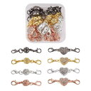 Beadthoven マグネットクラスプ 16組入り 合金製 ラウンド&ハート 磁気クラスプ ラインストーン付き カニカン付き 留め金 留め具 エンドパーツ 金...
