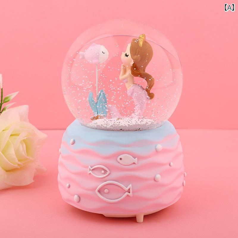オルゴール レディース マーメイド 人魚 スノードーム 光る LEDライト 樹脂製 かわいい ロマンチック ..