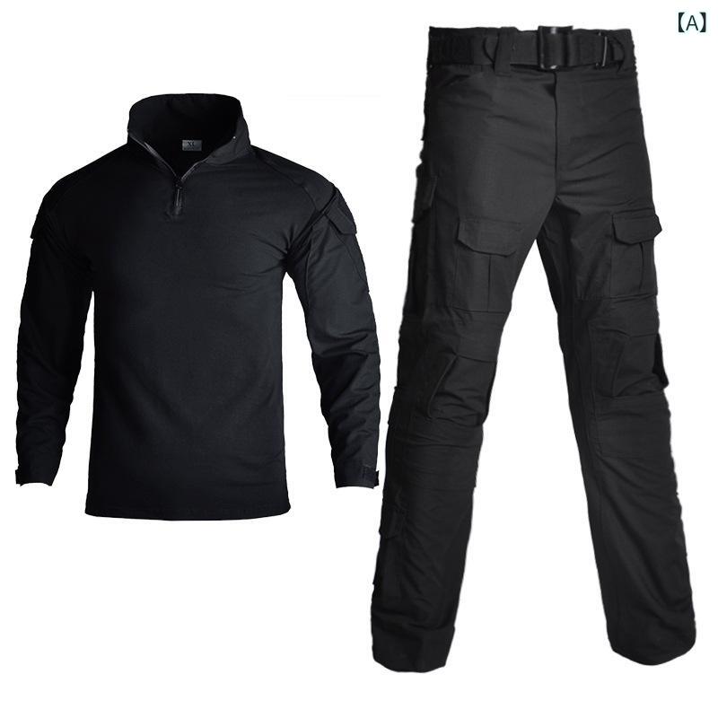迷彩服 メンズ コンバットシャツ タクティカルパンツ 上下セット 長袖 ワークユニフォーム 作業服 スポ..