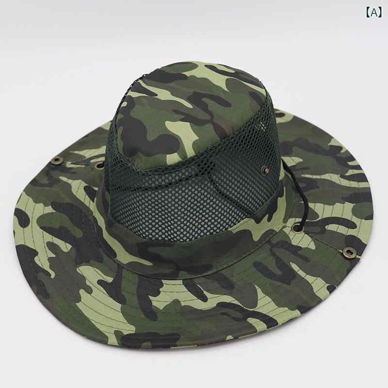 漁師帽 男女兼用 迷彩柄 大つば ワイドブリム 日よけ 紫外線対策 遮光 ハット 釣り 登山 アウトドア フ..