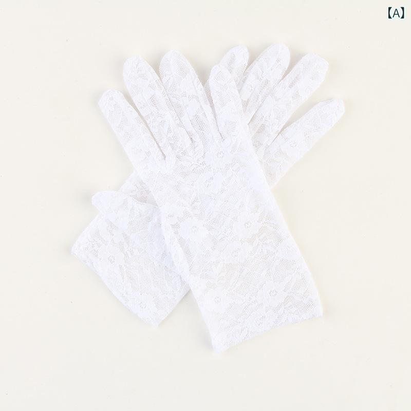 礼装手袋 レディース レース 指あり ショート丈 ロング丈 UVカット 日焼け対策 運転 ドライビング 滑り..