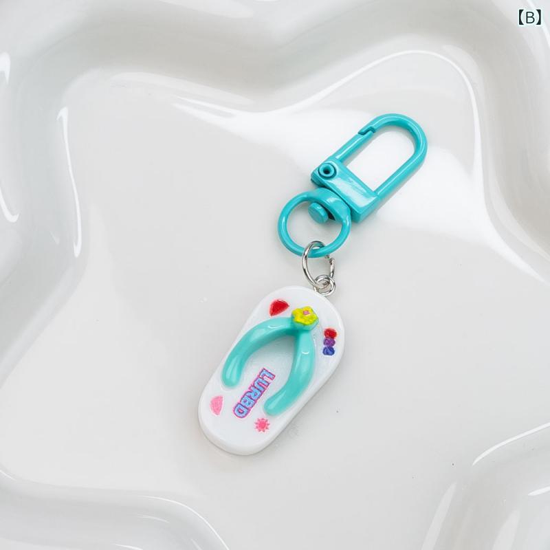 キーホルダー ビーチサンダルモチーフ ミニチャーム かわいい 樹脂製 キーリング ...