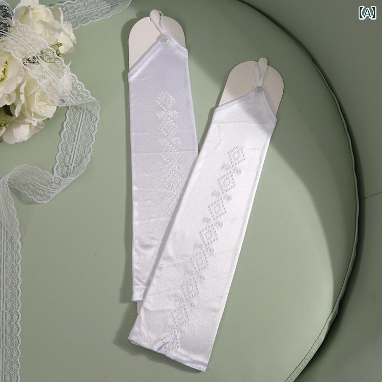 グローブ レディース ブライダル ウェディング 結婚式 披露宴 フォーマル レース サテン 白 ホワイト アイボリー ショート丈 ロング丈 指なし ハーフフィンガー