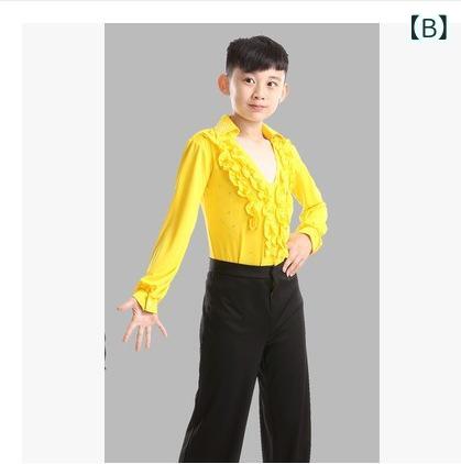 ラテンダンス衣装 男の子 子供用 秋冬 競技 発表会 プロ仕様 レッスン練習着 スパンデックス素材 伸縮性 柔らかい セットアップ 白 黒 紺 黄 カジュアルスタイル ジュニア キッズ