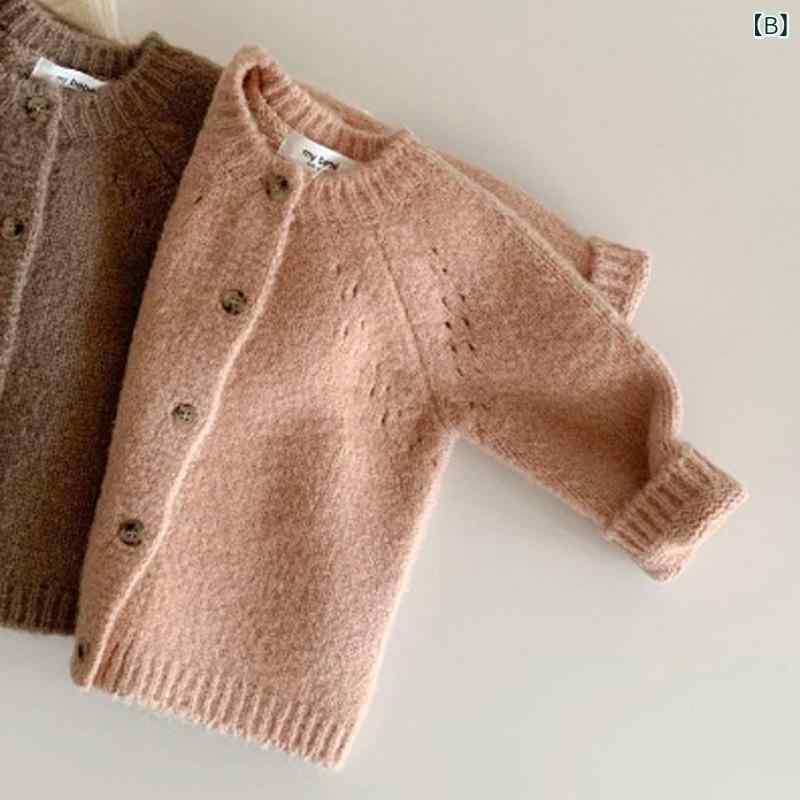 ニットカーディガン ベビー キッズ 子供服 男女兼用 韓国風 カジュアル ウール綿混...