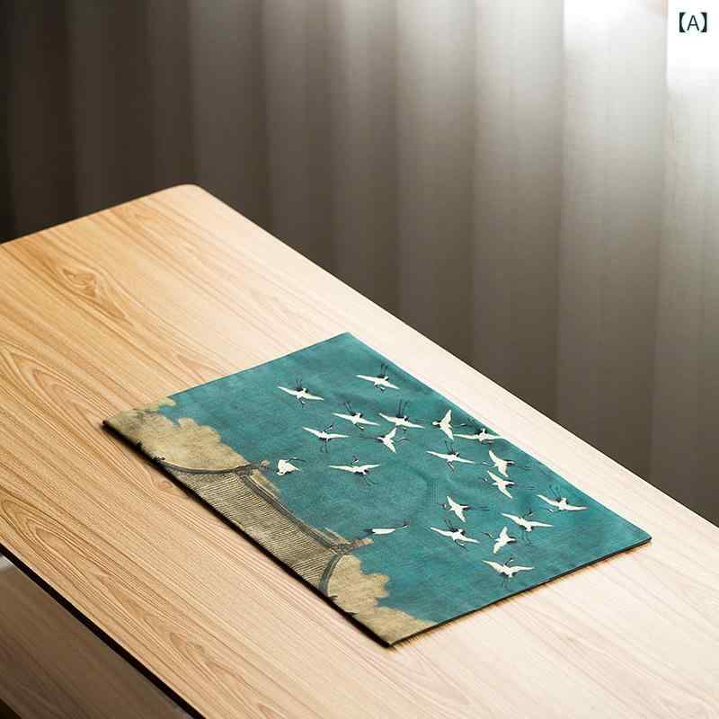 茶席 麻布 リネン 禅風 布製 中国風 和モダン 茶道用 ティーマット テーブルランナー 茶盤マット 茶器置き お茶会 来客 おもてなし インテリア 普段使い おしゃれ 上質(x2)